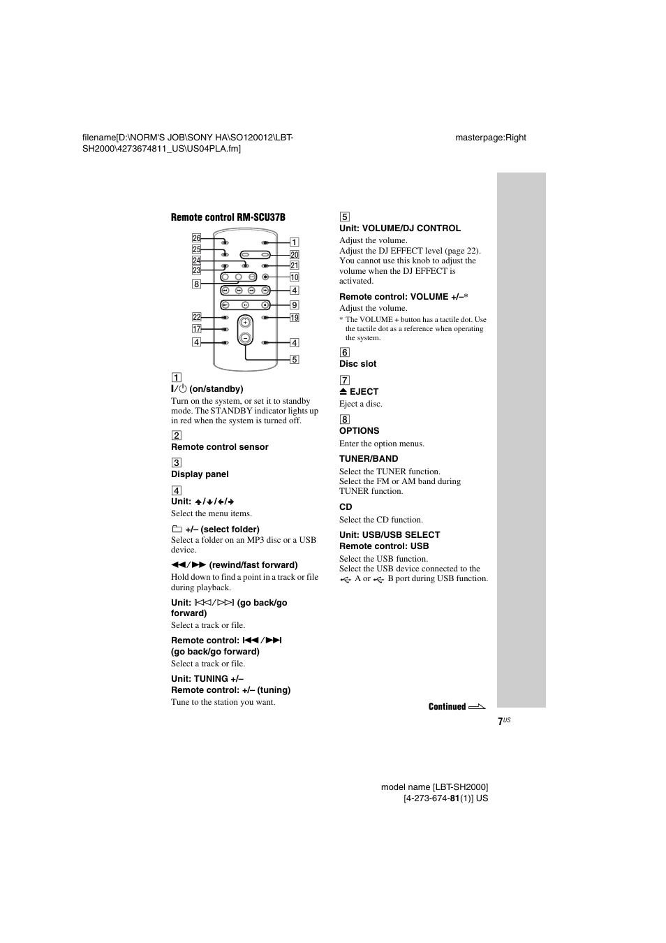 Sony LBT-SH2000 User Manual | Page 7 / 72