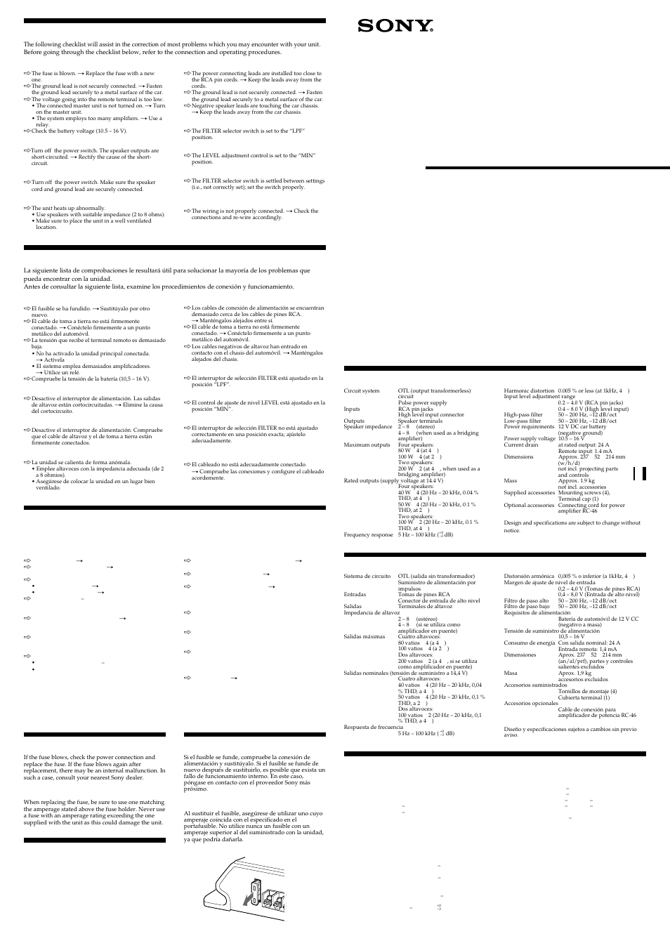 Sony XM-440EX User Manual | 4 pages