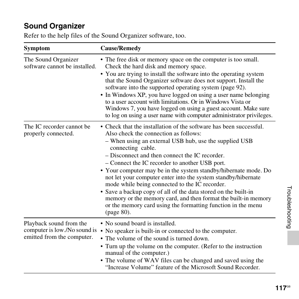 Sound organizer | Sony ICD-AX412 User Manual | Page 117 / 131