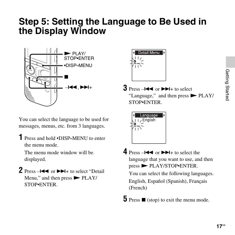 Sony ICD-AX412 User Manual | Page 17 / 131