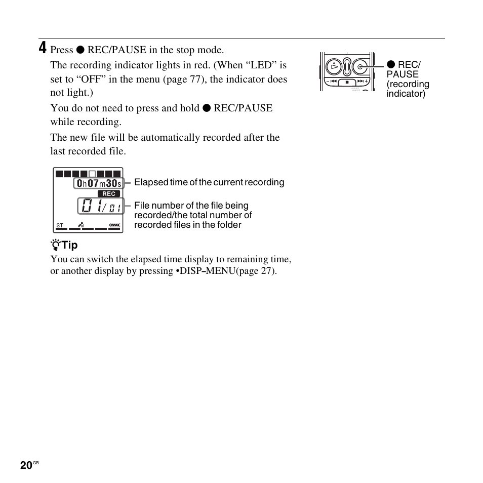 Sony ICD-AX412 User Manual | Page 20 / 131