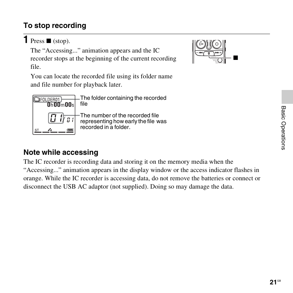 Sony ICD-AX412 User Manual | Page 21 / 131