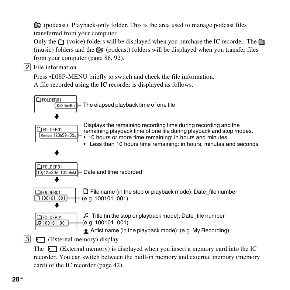 Sony ICD-AX412 User Manual | Page 28 / 131