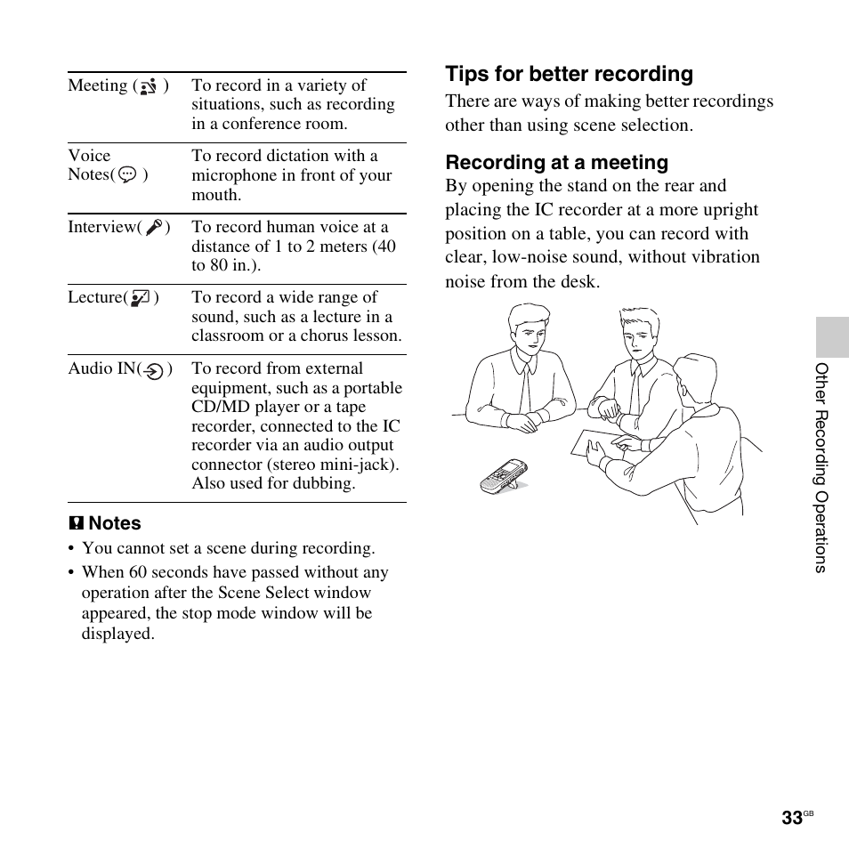 Tips for better recording | Sony ICD-AX412 User Manual | Page 33 / 131