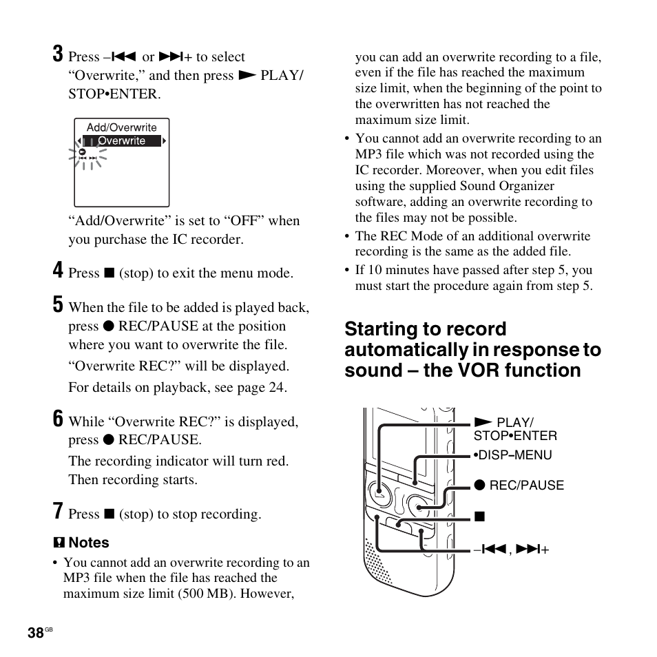 Sony ICD-AX412 User Manual | Page 38 / 131