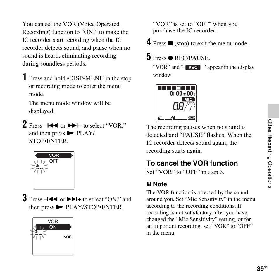 Sony ICD-AX412 User Manual | Page 39 / 131