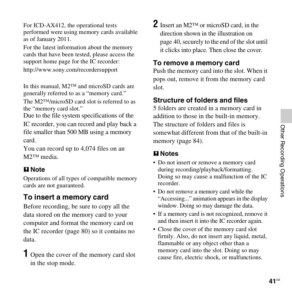 Sony ICD-AX412 User Manual | Page 41 / 131