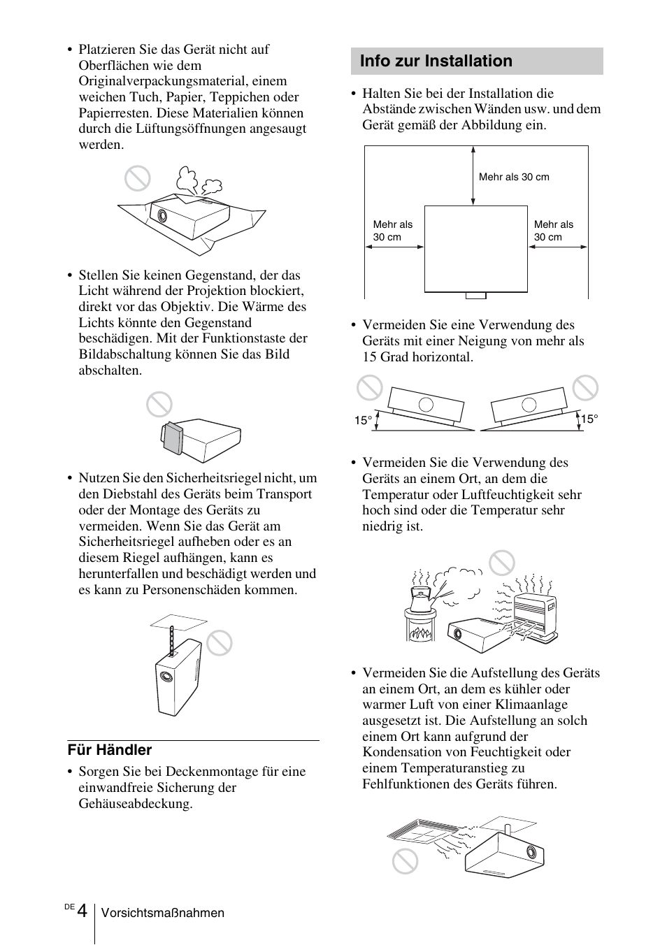 Info zur installation | Sony VPL-EX100 User Manual | Page 72 / 116