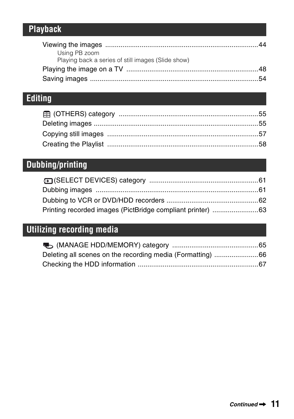 Sony HDR-SR1 User Manual | Page 11 / 139