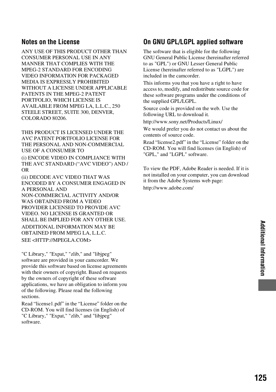 Sony HDR-SR1 User Manual | Page 125 / 139