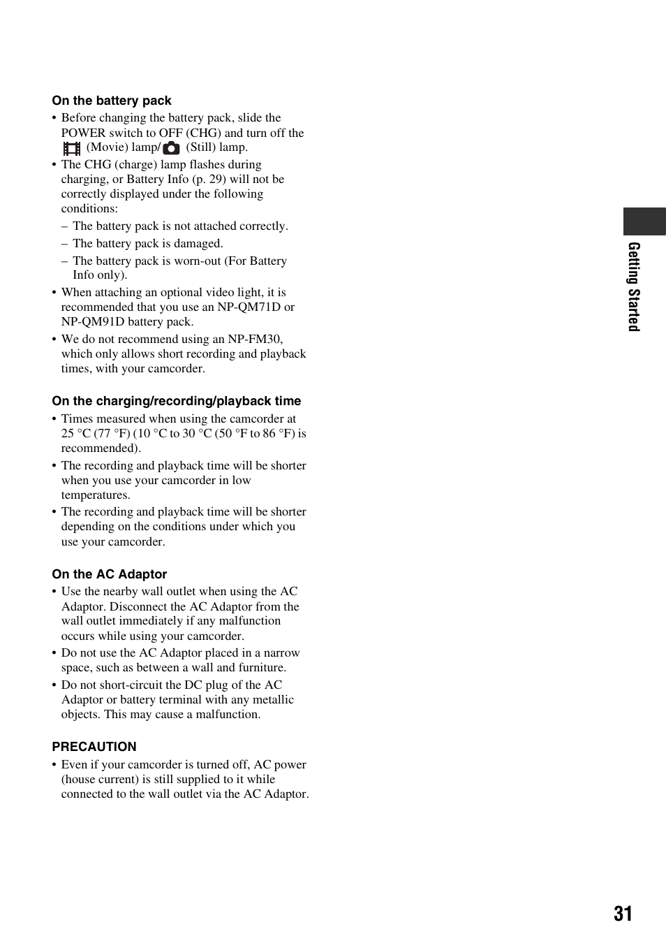 Sony HDR-SR1 User Manual | Page 31 / 139
