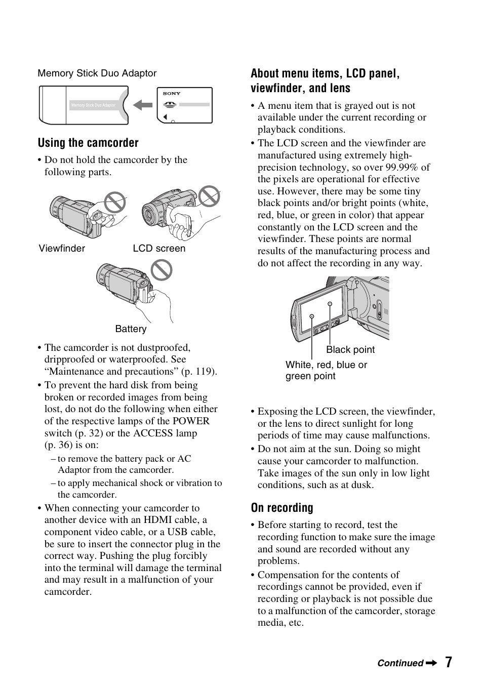 Sony HDR-SR1 User Manual | Page 7 / 139
