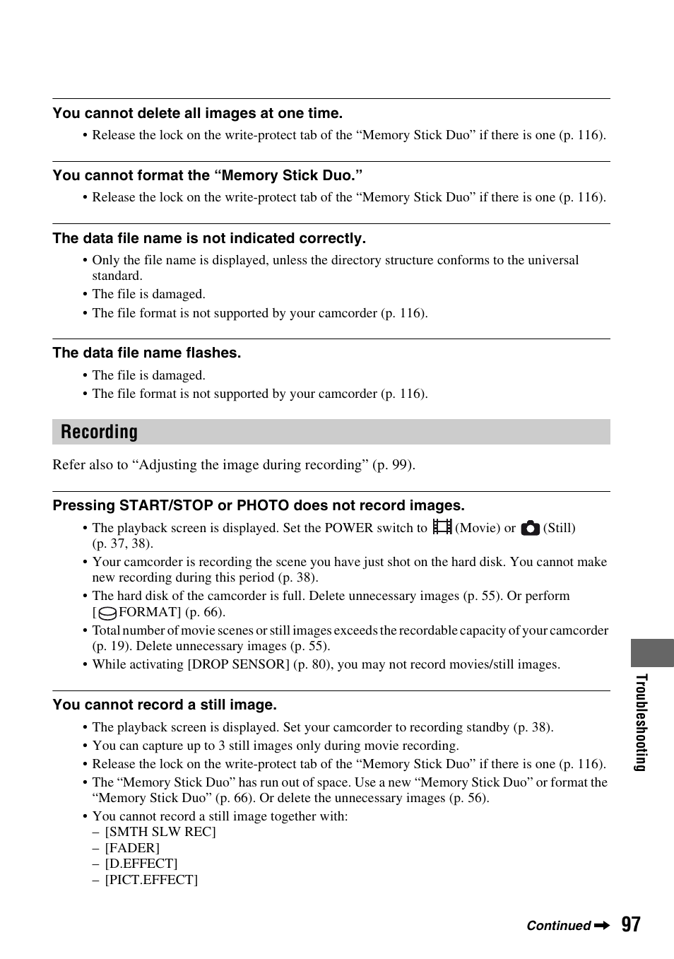 Recording | Sony HDR-SR1 User Manual | Page 97 / 139