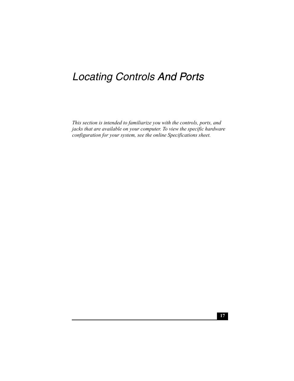 Locating controls and ports and ports | Sony PCV-W600G User Manual | Page 17 / 40