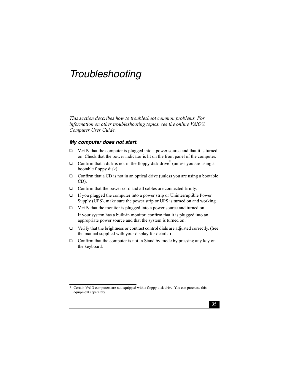 Troubleshooting | Sony PCV-W600G User Manual | Page 35 / 40
