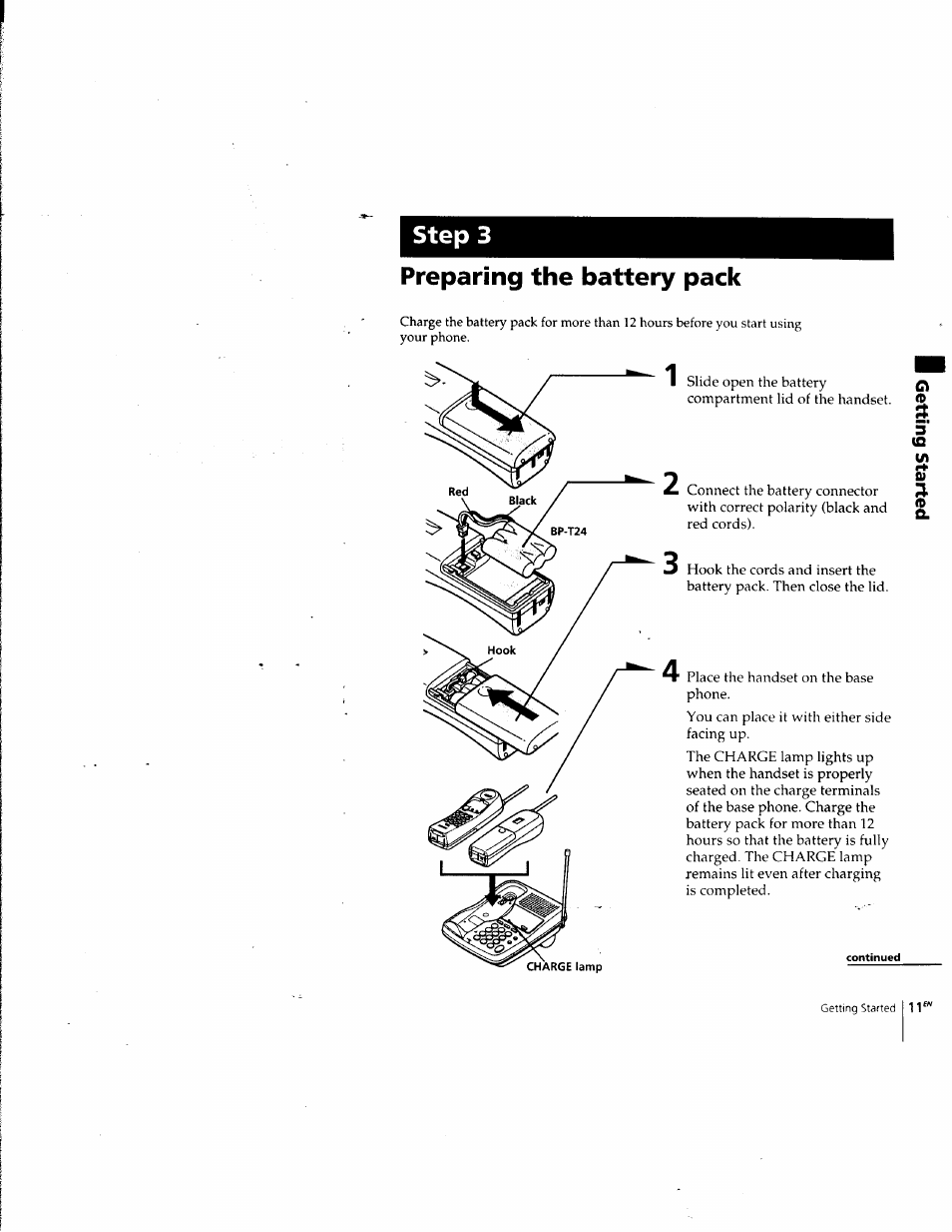 Preparing the battery pack, Step 3 preparing the battery pack | Sony SPP-SS955 User Manual | Page 11 / 61