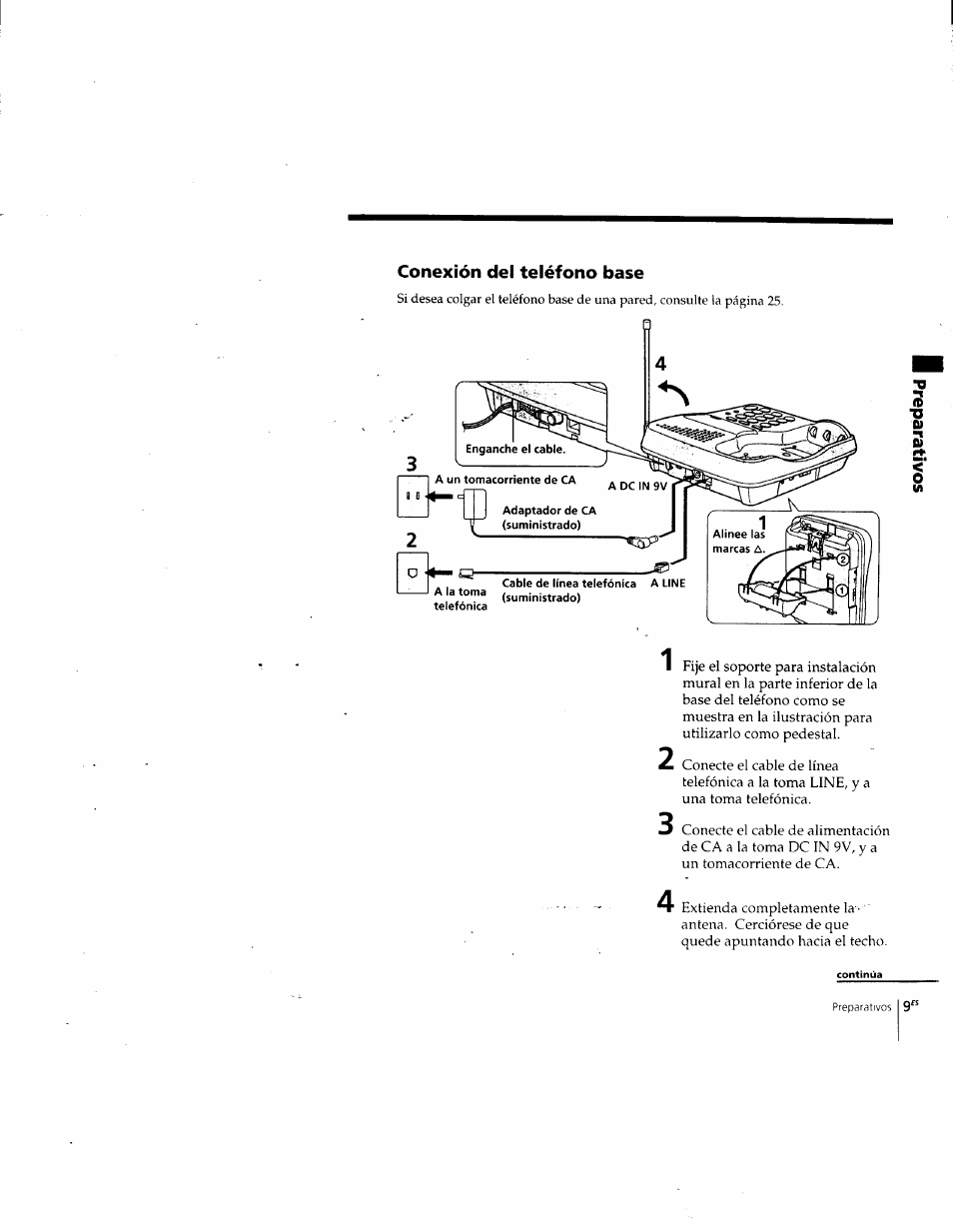 Conexión del teléfono base | Sony SPP-SS955 User Manual | Page 39 / 61
