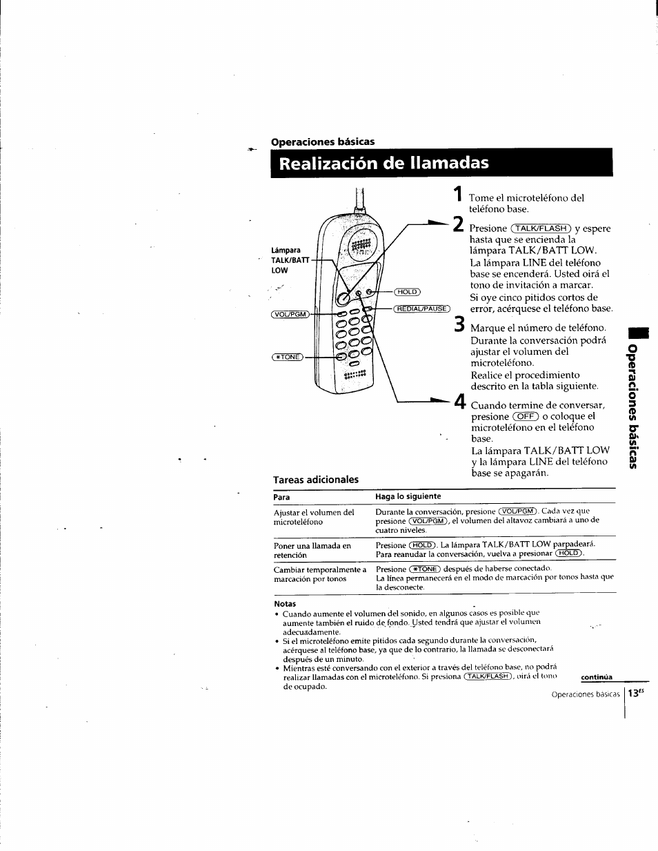 Realización de llamadas, Realización de llamadas 1, Operaciones básicas | Sony SPP-SS955 User Manual | Page 43 / 61