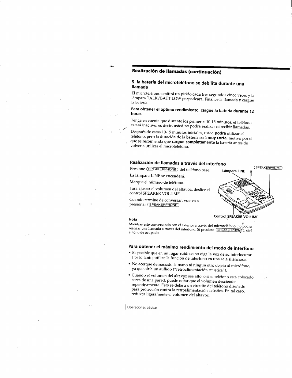 Realización de llamadas a través del interfono, Nota | Sony SPP-SS955 User Manual | Page 45 / 61