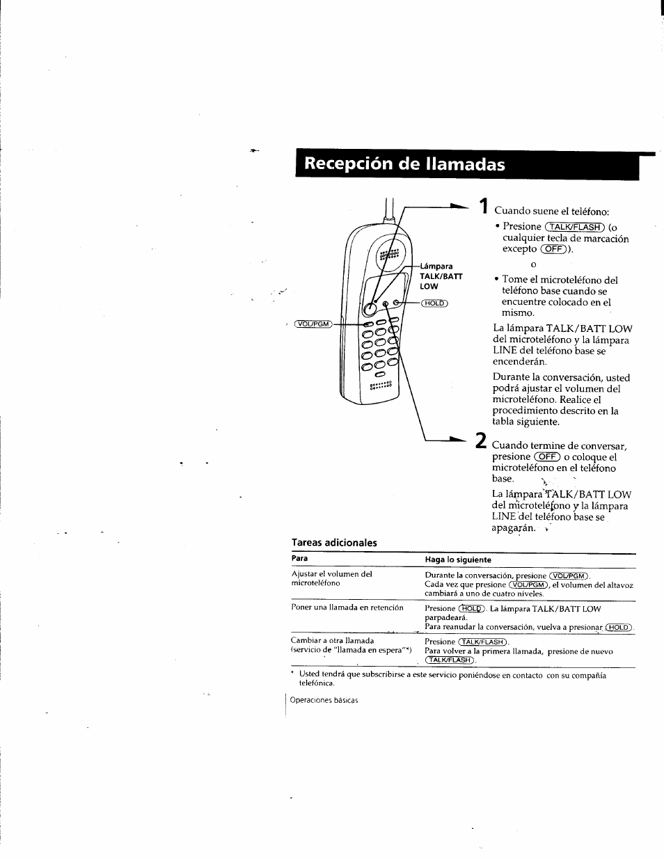 Recepción de llamadas | Sony SPP-SS955 User Manual | Page 47 / 61