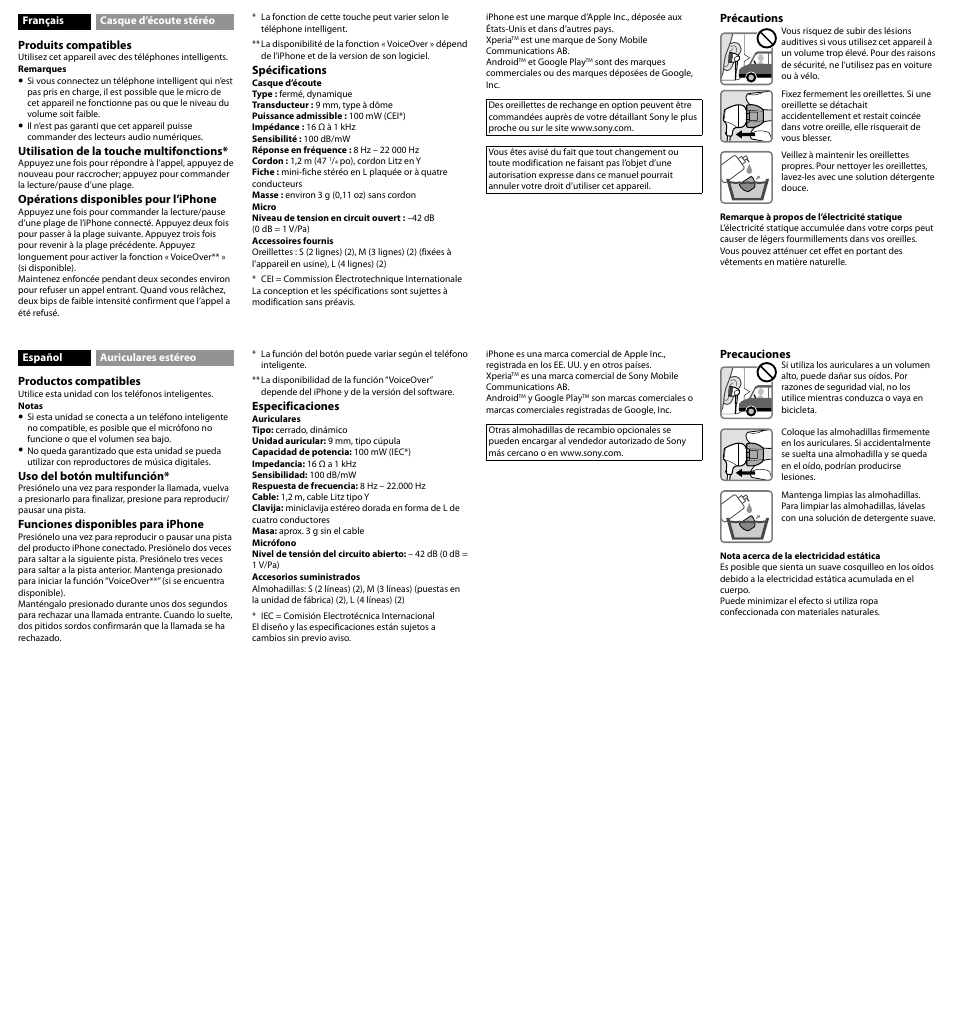 Sony MDR-EX15AP User Manual | Page 2 / 2