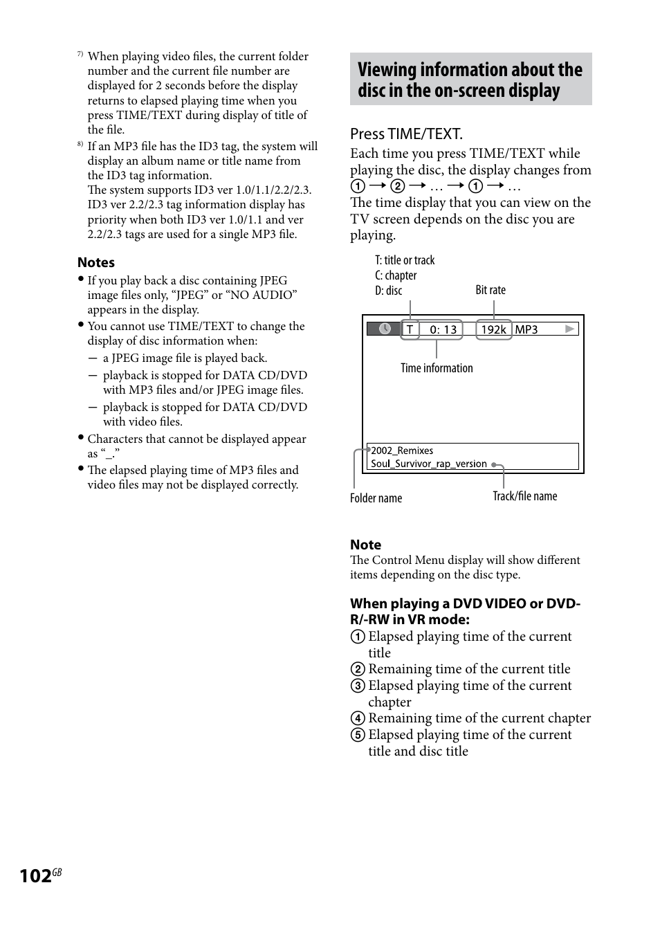 Press time/text | Sony LBT-LCD7Di User Manual | Page 102 / 147