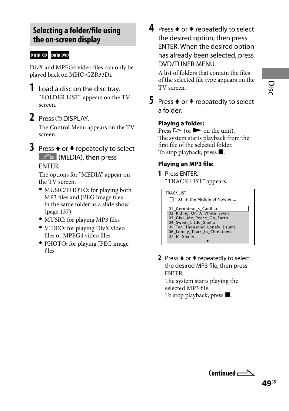 Sony LBT-LCD7Di User Manual | Page 49 / 147