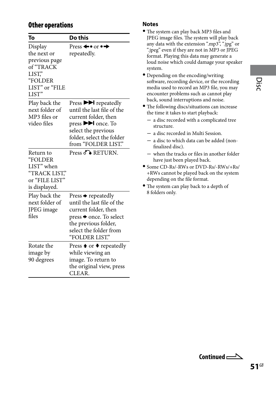 Disc other operations | Sony LBT-LCD7Di User Manual | Page 51 / 147