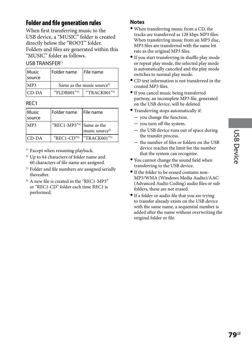 Usb d evic e folder and file generation rules | Sony LBT-LCD7Di User Manual | Page 79 / 147