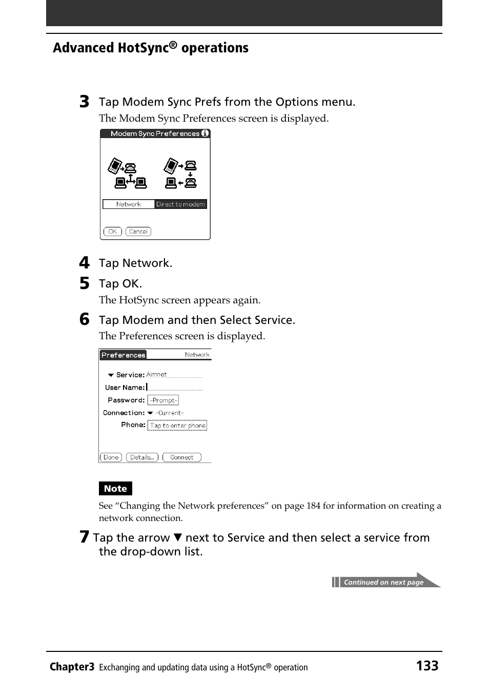 133 advanced hotsync, Operations | Sony PEG-N610C User Manual | Page 133 / 232