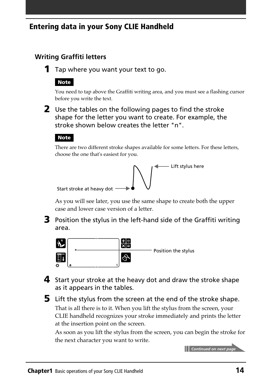 Alphabets, Basic procedures, 14 entering data in your sony clie handheld | Sony PEG-N610C User Manual | Page 14 / 232