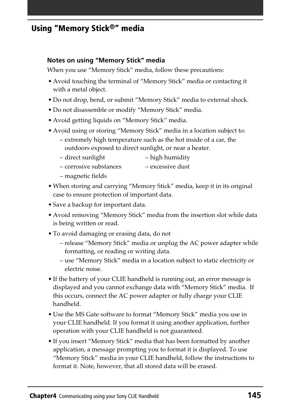 Notes on using, Media | Sony PEG-N610C User Manual | Page 145 / 232