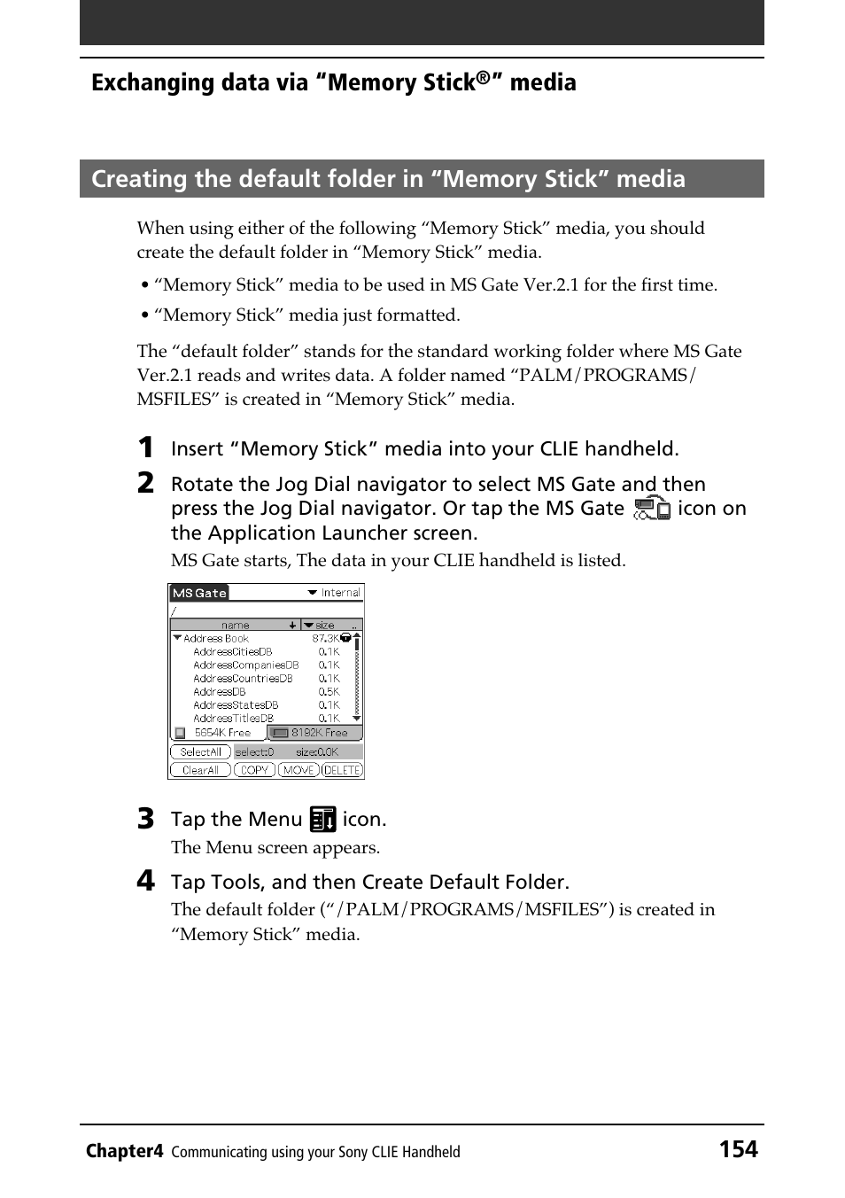 Default folder | Sony PEG-N610C User Manual | Page 154 / 232