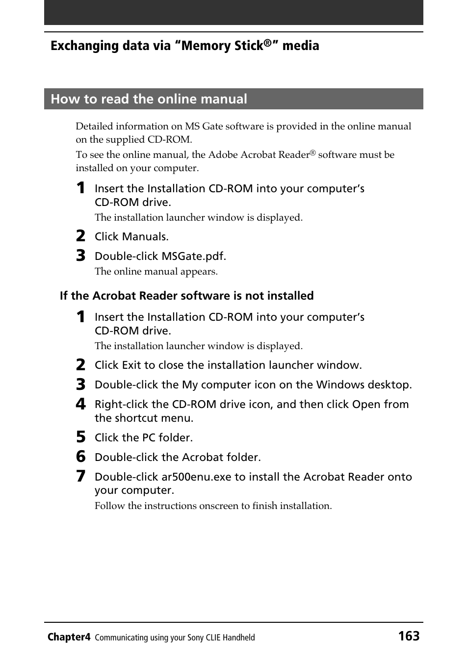 How to read the online manual | Sony PEG-N610C User Manual | Page 163 / 232