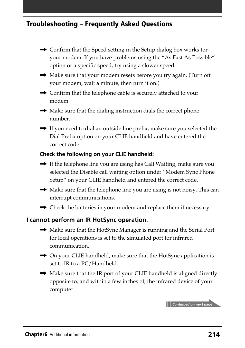 Troubleshooting – frequently asked questions | Sony PEG-N610C User Manual | Page 214 / 232