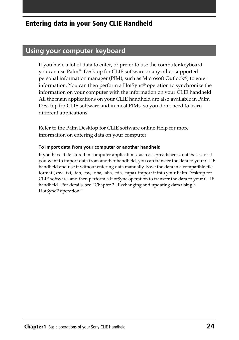 Using your computer keyboard, Computer keyboard, Changing the frontlight level | Sony PEG-N610C User Manual | Page 24 / 232