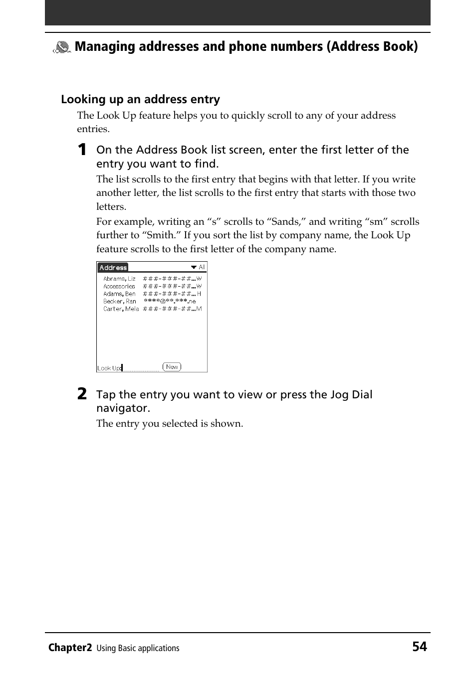 Lookup | Sony PEG-N610C User Manual | Page 54 / 232