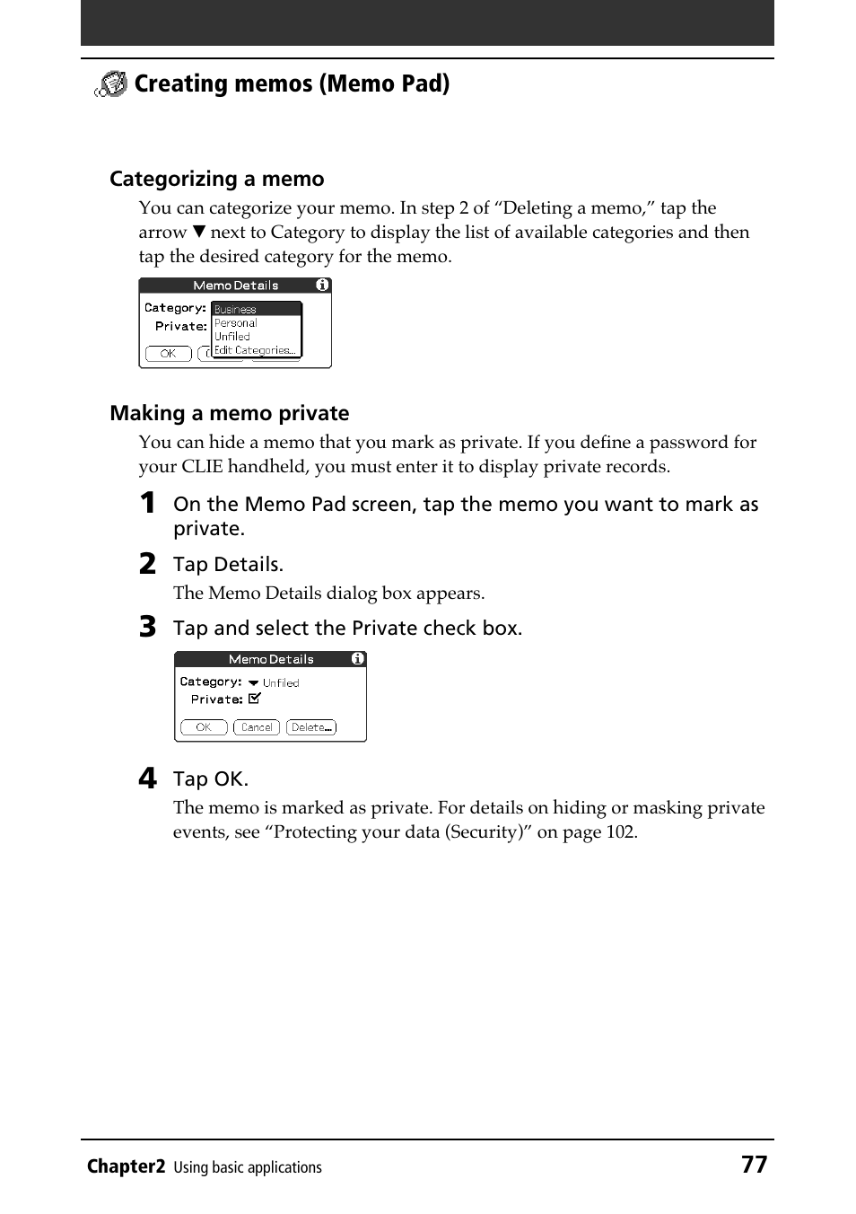 Categorizing items | Sony PEG-N610C User Manual | Page 77 / 232