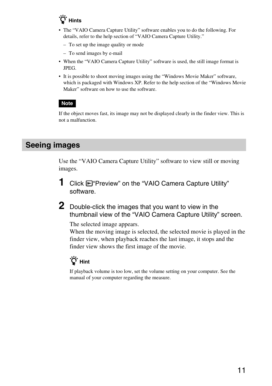 Seeing images, 11 z | Sony VGP-UVC100 User Manual | Page 11 / 26