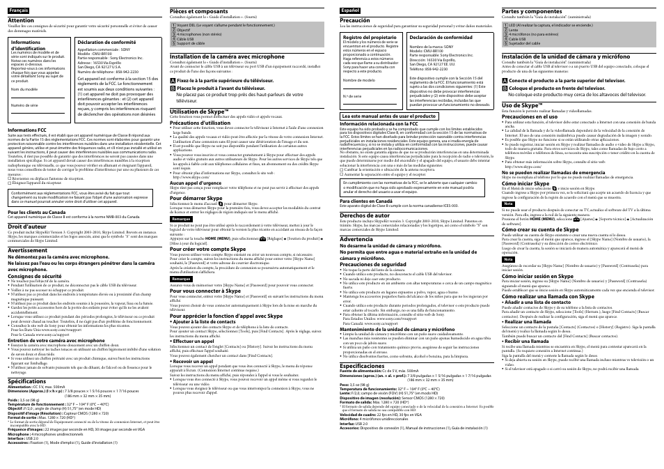 Sony CMU-BR100 User Manual | Page 2 / 2