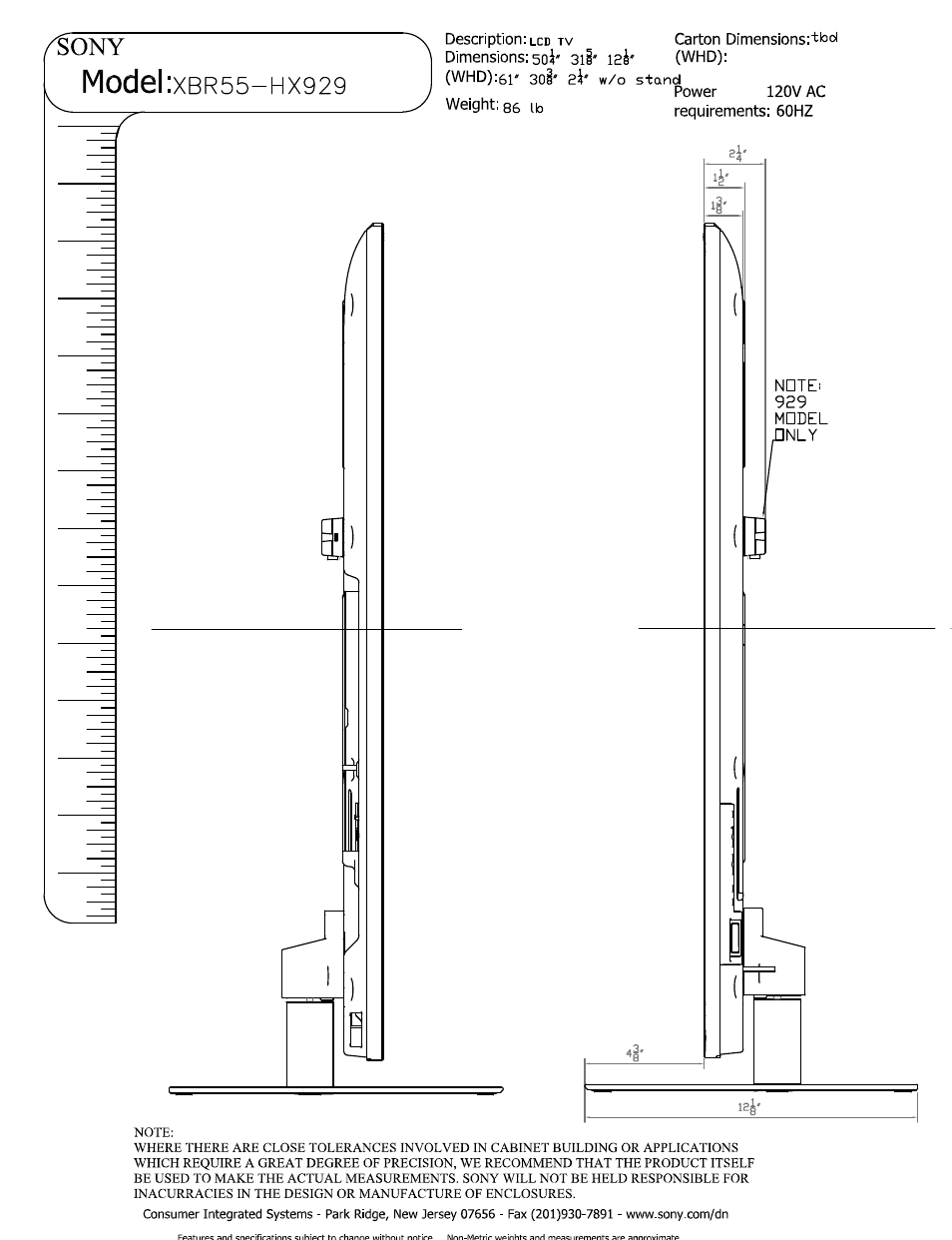 Sony XBR-55HX929 User Manual | Page 2 / 3