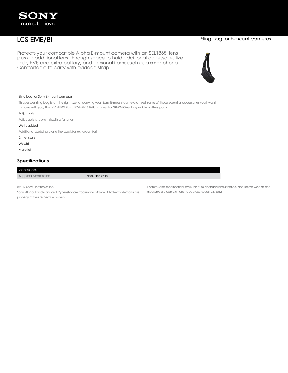 Sony LCS-EME User Manual | 1 page