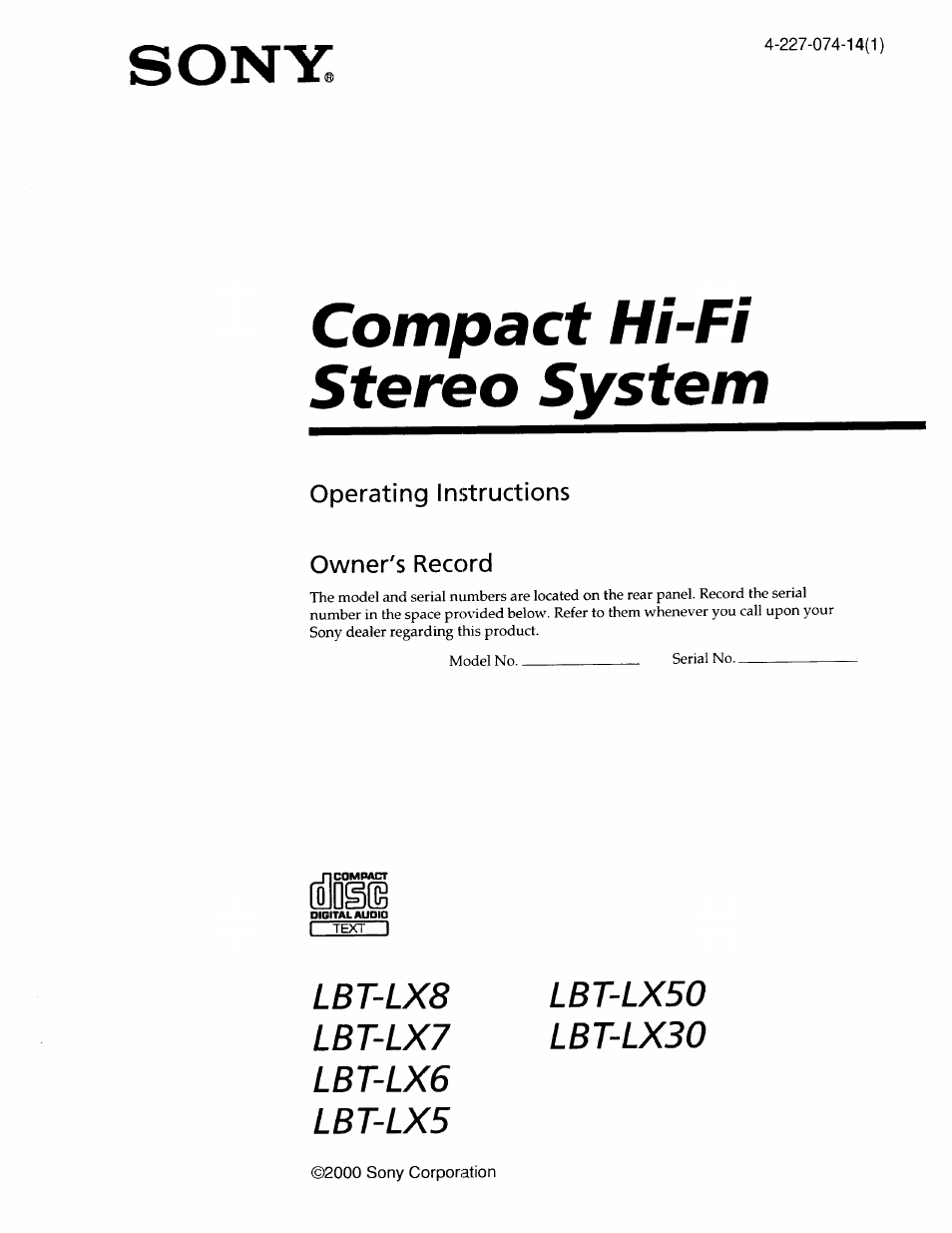 Sony LBT-LX50 User Manual | 52 pages