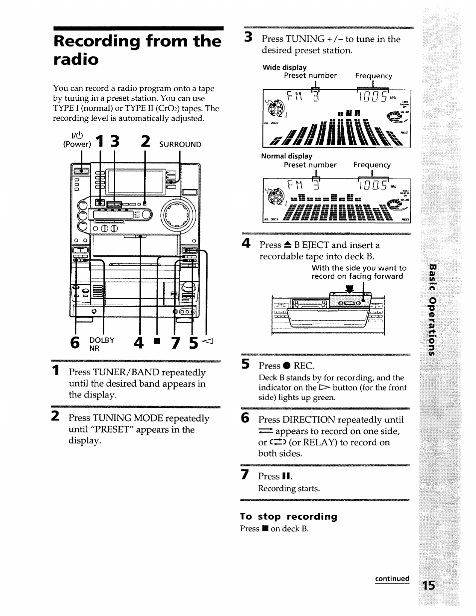 Recording from the radio, To stop recording, Press # reg | Press ii | Sony LBT-LX50 User Manual | Page 15 / 52