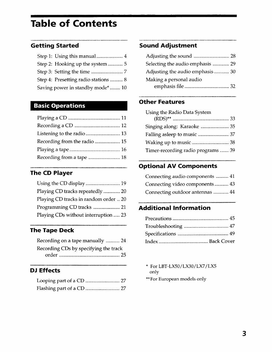 Sony LBT-LX50 User Manual | Page 3 / 52