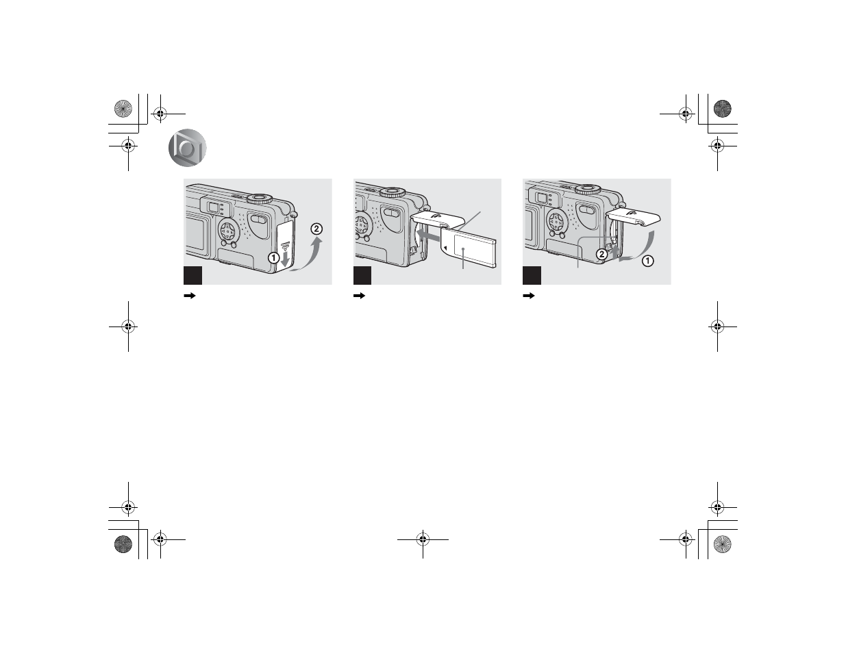 Shooting still images, Inserting and removing a “memory stick, Inserting and removing a | Memory stick | Sony DSC-P7 User Manual | Page 18 / 104