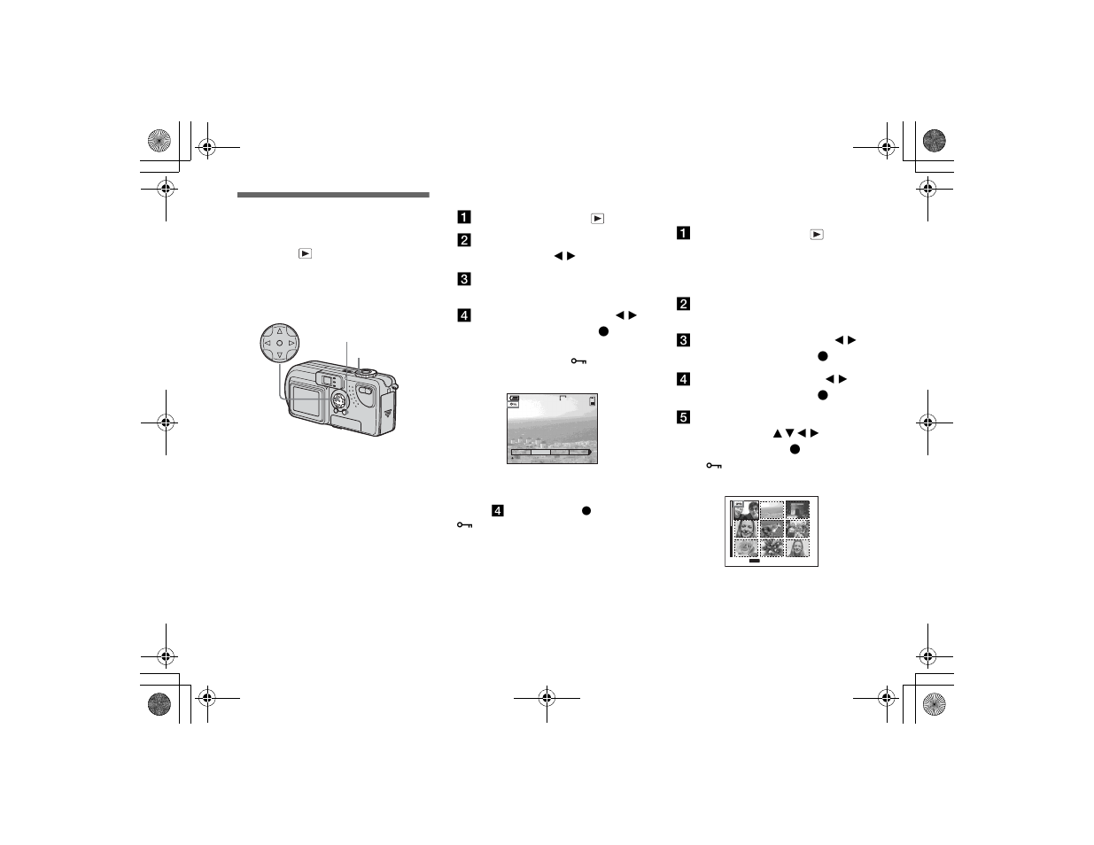 Still image editing, Protecting images, For the single screen | For the index (nine images) screen, Protecting images (protect) | Sony DSC-P7 User Manual | Page 66 / 104