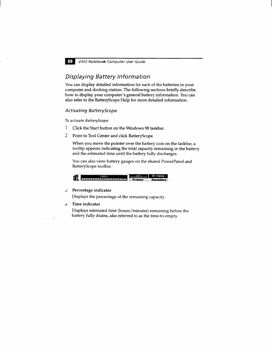 Displaying battery information | Sony PCG-812 User Manual | Page 100 / 144