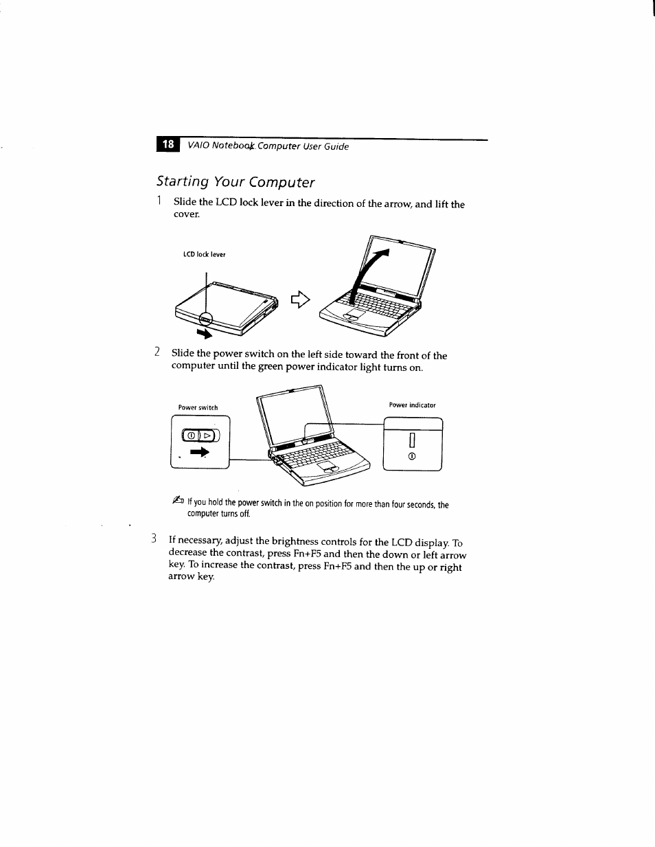 Starting your computer | Sony PCG-812 User Manual | Page 30 / 144