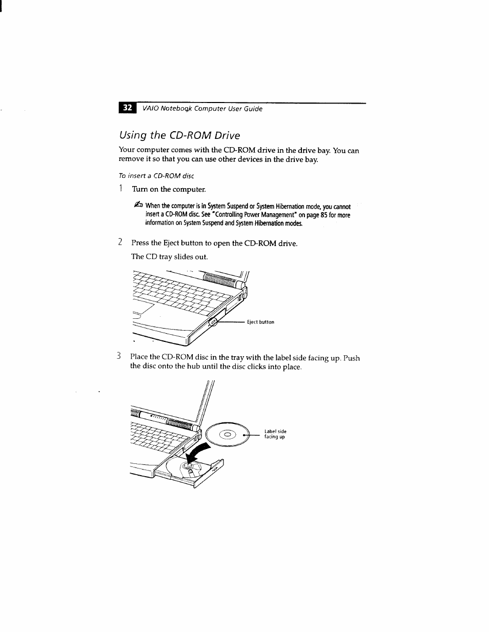 Using the cd-rom drive | Sony PCG-812 User Manual | Page 44 / 144